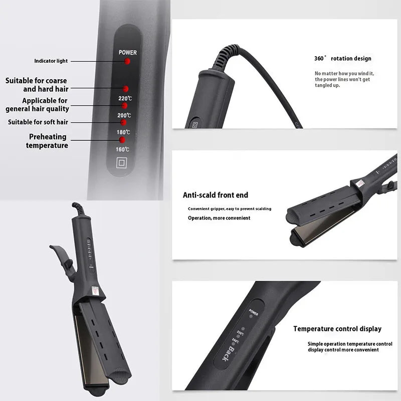 Hair Straightener Curling Iron Dual Use 4 Temperature Settings Portable Styling Tool for Straight Curly Air Bangs