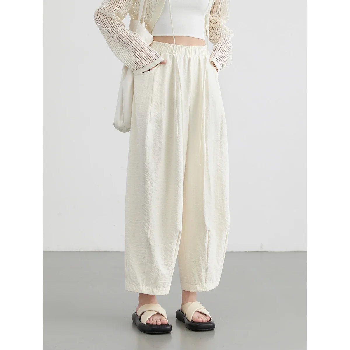 CHIC VEN Women Pants Casual High Waisted Wide Leg Trousers Korean Solid Pleated Streertwear Female Clothing Summer New 2025