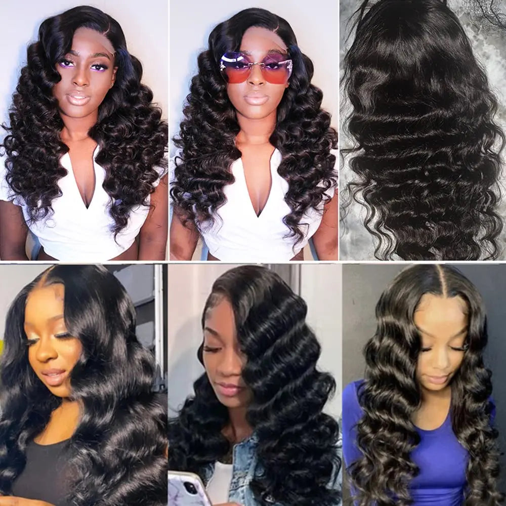 42Inch 250% Density Deep Wave GLUELESS Lace Front Human Hair Wigs HD Transparent 13x6 Lace Frontal Wigs Wet and Wavy Human Hair Wigs