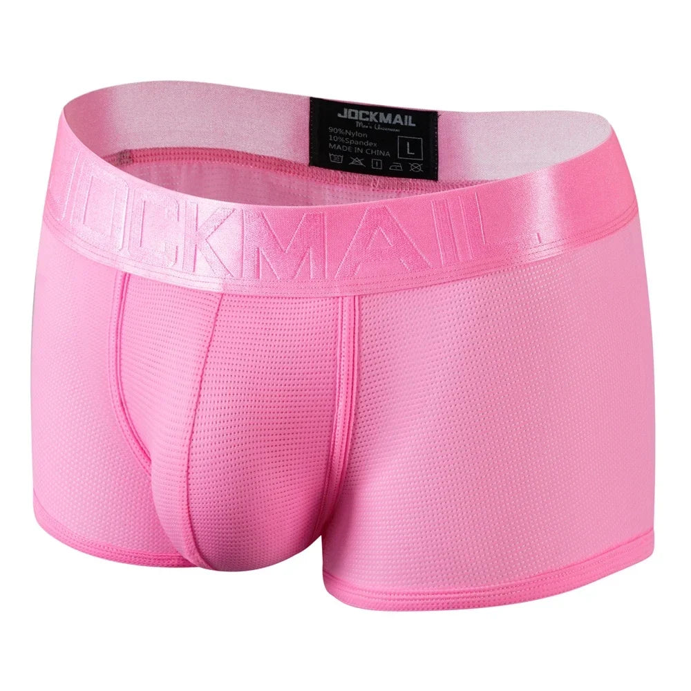 Fashion Fluorescent Color Men's Underwear Sporty Breathable Mesh Boxer Briefs Sexy Transparent Male Underpants Boxer Shorts