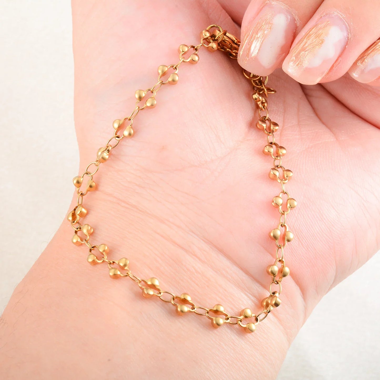 Flower Shape Stainless Steel Bracelet Gold And Sliver Color Cross Pattern Handmade Chain For Women Jewery Gift
