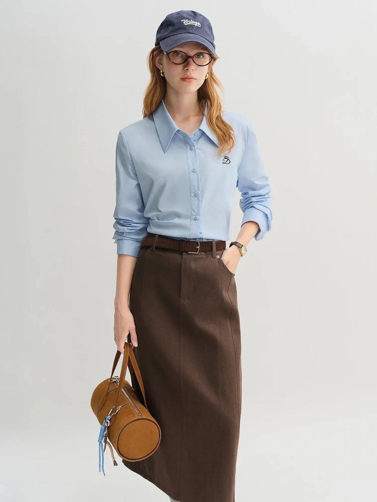 Tricolor Pleated Tie-Waist Shirt & Skirt Suit