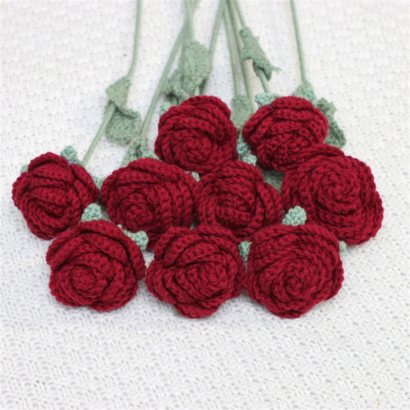 Handmade Crochet Roses, Modern Elegance Flower Home Knitted Rose Decoration