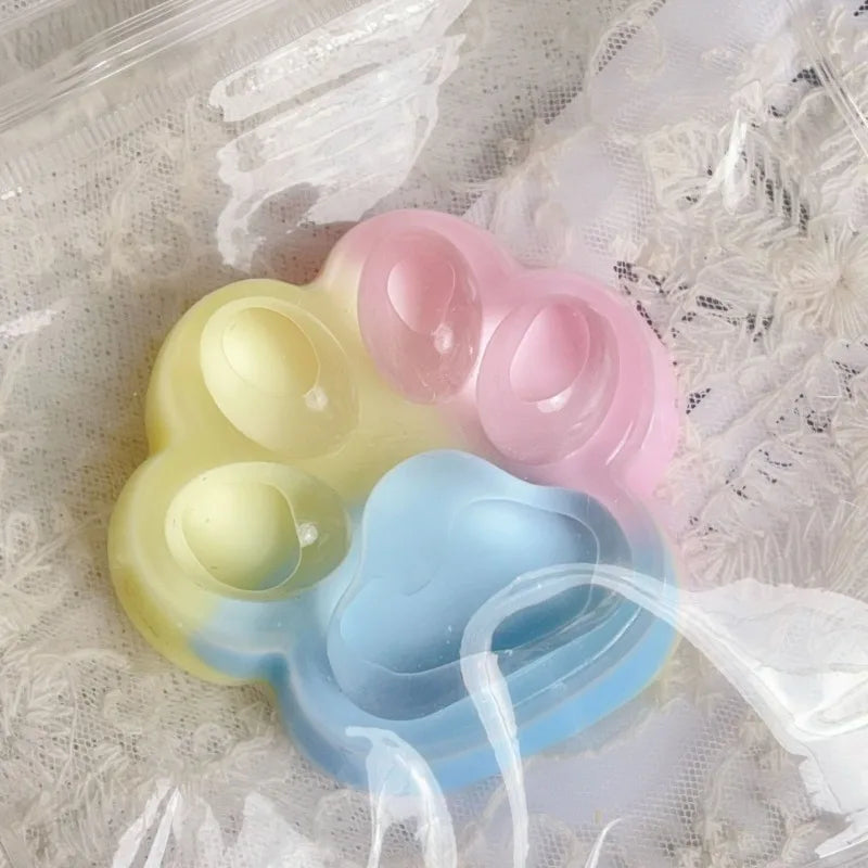 Rainbow Cat Paw Squishy Toy | Three Color Slow Rebound Stress Relief Fidget Toy