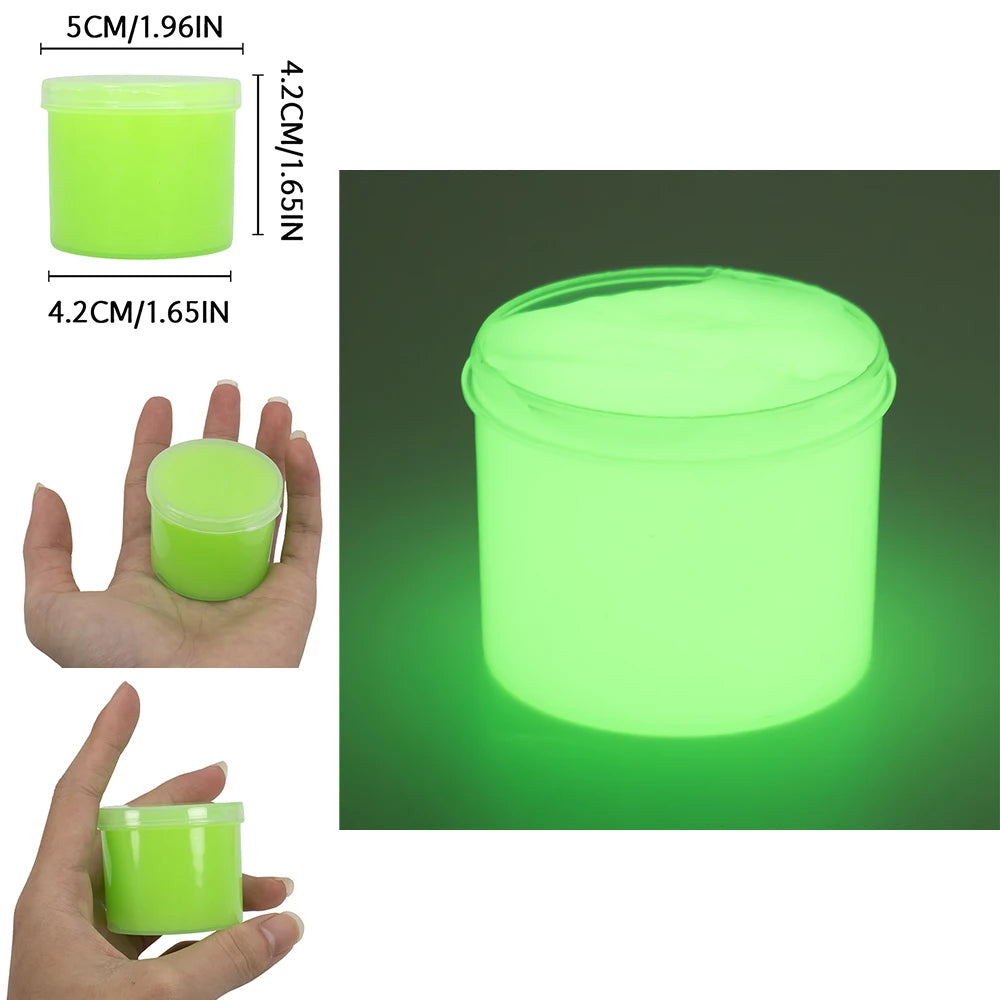 70/300ml Large Glow in the Dark Crystal Slime Toy Non-Stick Super Soft Stress Relief Putty for Kids Party Favors Birthday Gifts