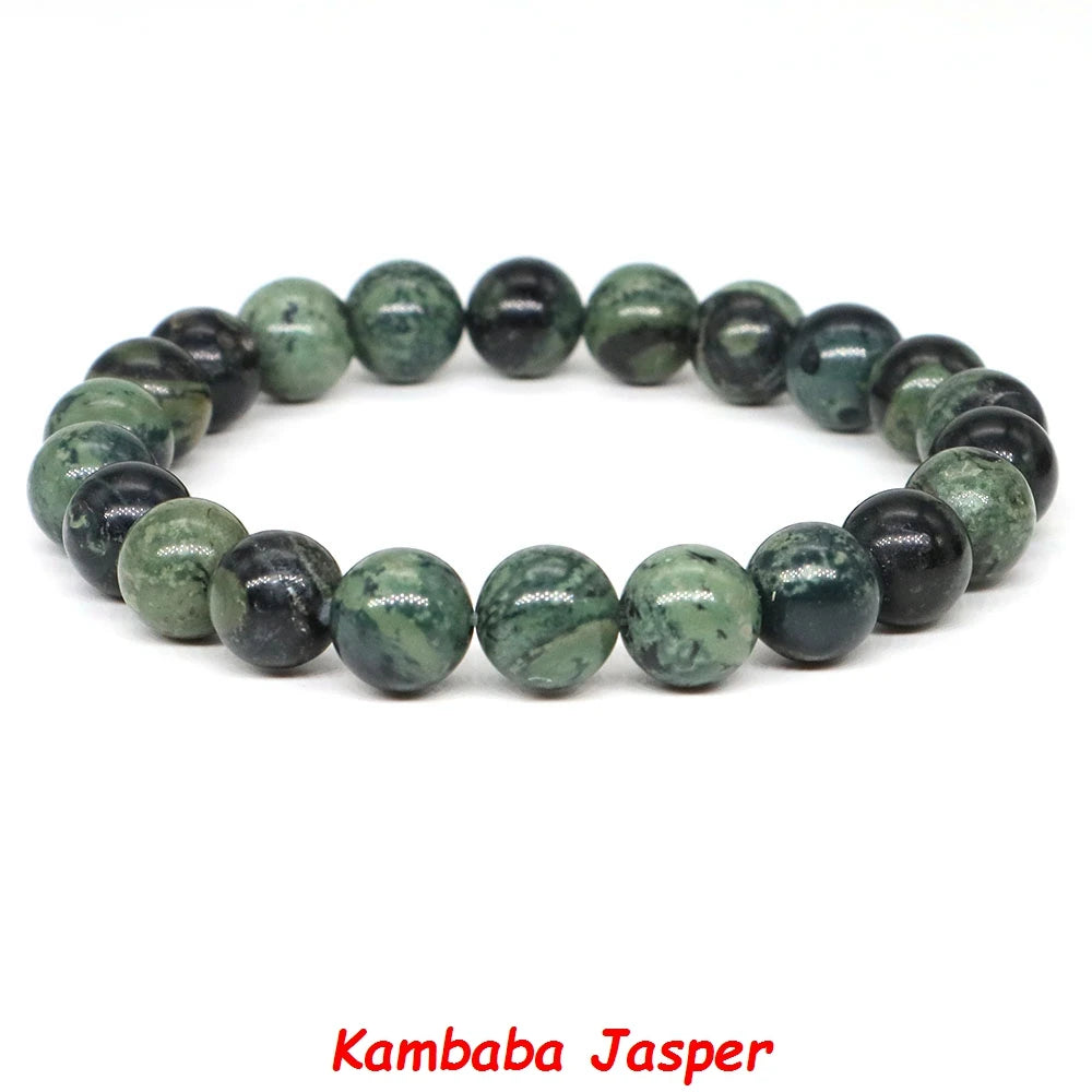 Natural Stone Bracelet Healing Crystal Amethyst Quartz Agate Round Loose Bead Elastic Stretch Bangle For Women Men Jewelry Gifts