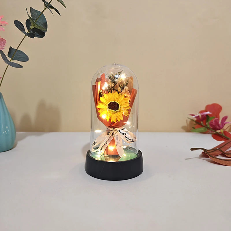1 Set Eternal Rose Light with Soap Flower - LED Acrylic Cover Gift for Valentine's Day, Mother's Day, Wedding & Bridesmaid