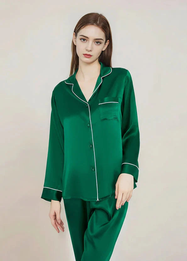 Women’s Mulberry Silk Pajama Set Long Sleeve Summer