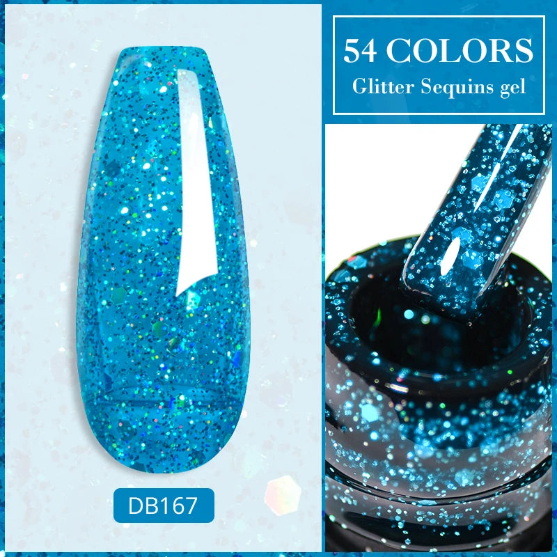 7ml Glitter Reflective Gel Nail Polish Sparkling Soak Off UV LED Gold Silver Black Pink Gel Polish Starter Kit For Home Salon