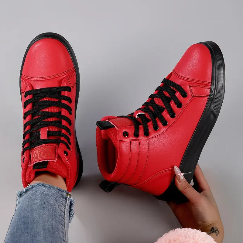 Spring Fashion Red Men's Sneakers High Top Skateboarding Shoes for