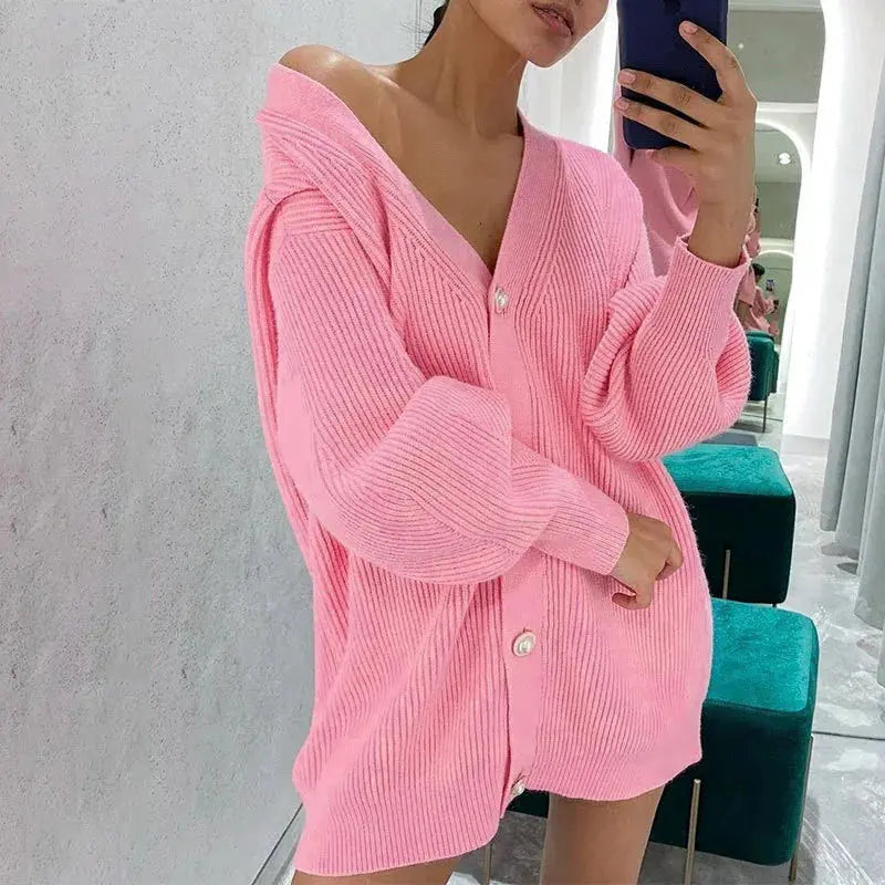 Elegant V-Neck Cardigan Sweater