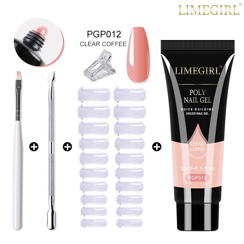 Limegirl Poly Nail UV Gel Set for Nails Quick Extension Building Soak Off UV Polys Nail Gel Kit Manicure Art  Decoration Tools