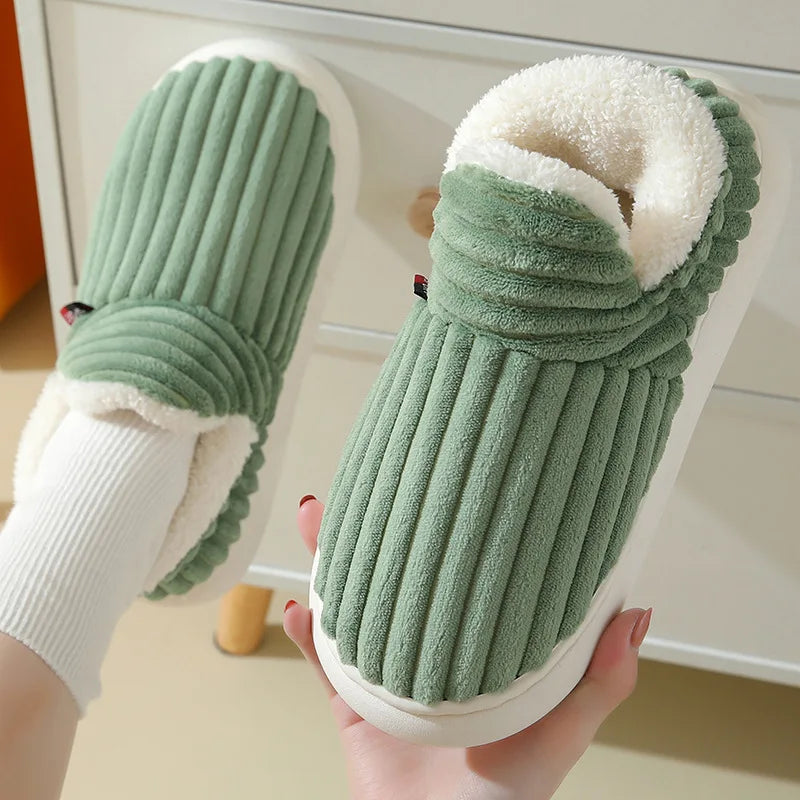 2025  New Soft Sole Slippers For Women Winter Fashion Women Fur Slippers Fuzzy Plush Men Slippers Warm Furry Women Cotton Shoes