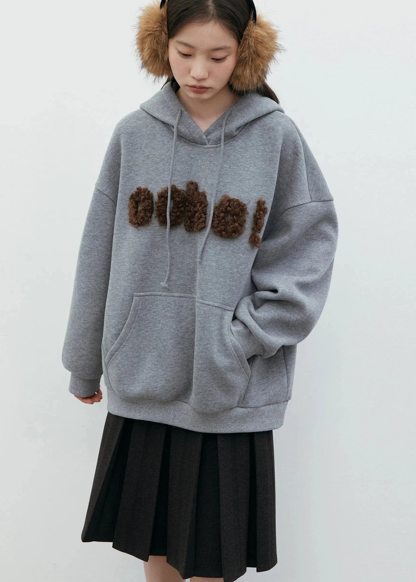 Plush Letter Hoodie Loose Autumn & Winter Sweatshirt