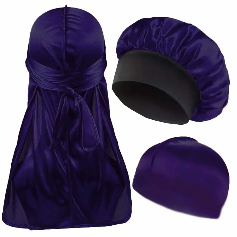 3pcs/set, Durag & Bonnet with Dome Hats for Men