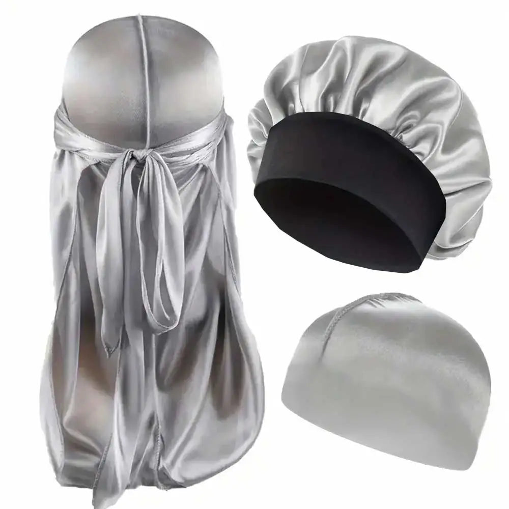 3pcs/set, Durag & Bonnet with Dome Hats for Men