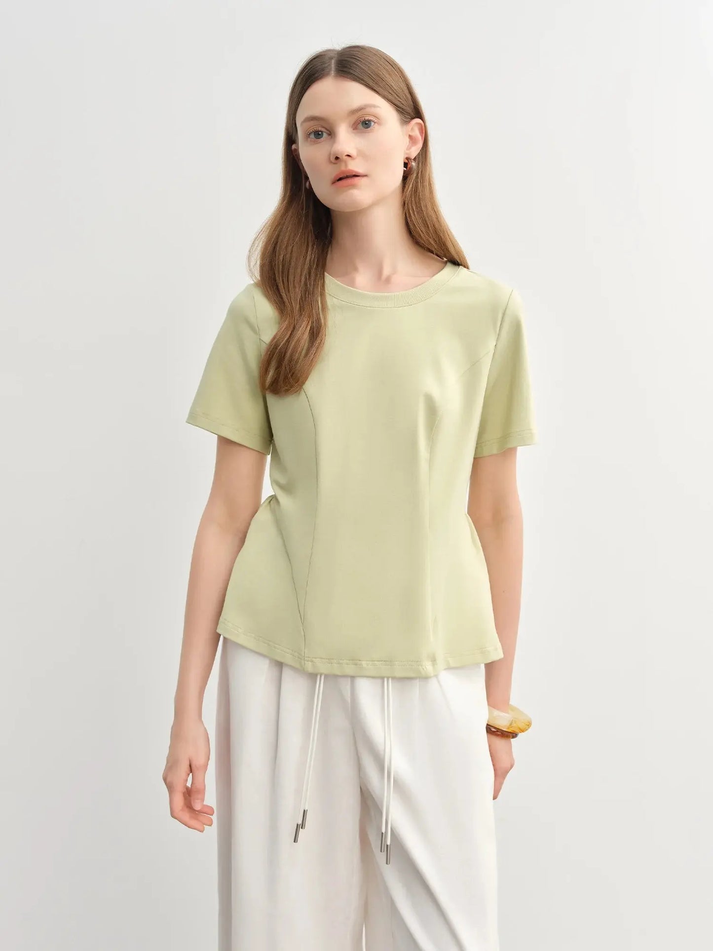 Plus Size Slimming Princess T-Shirt with Curved Hem