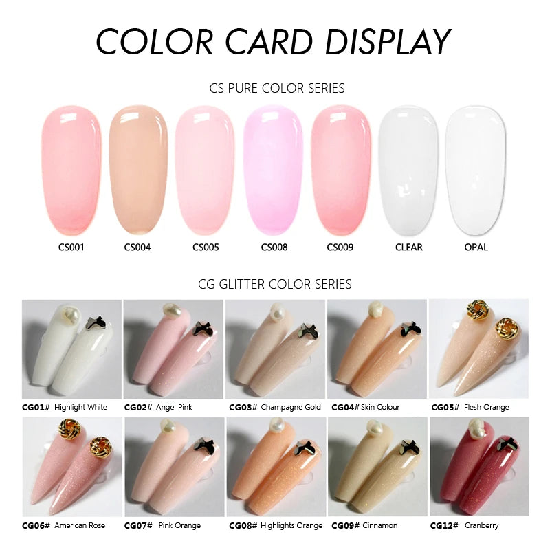 New Poly Builder Jelly Gel For Nail Extensions 32 Colors Crystal Hard Gel Nails Varnish Glitter 3D Thick Gels Nail Art Manicures