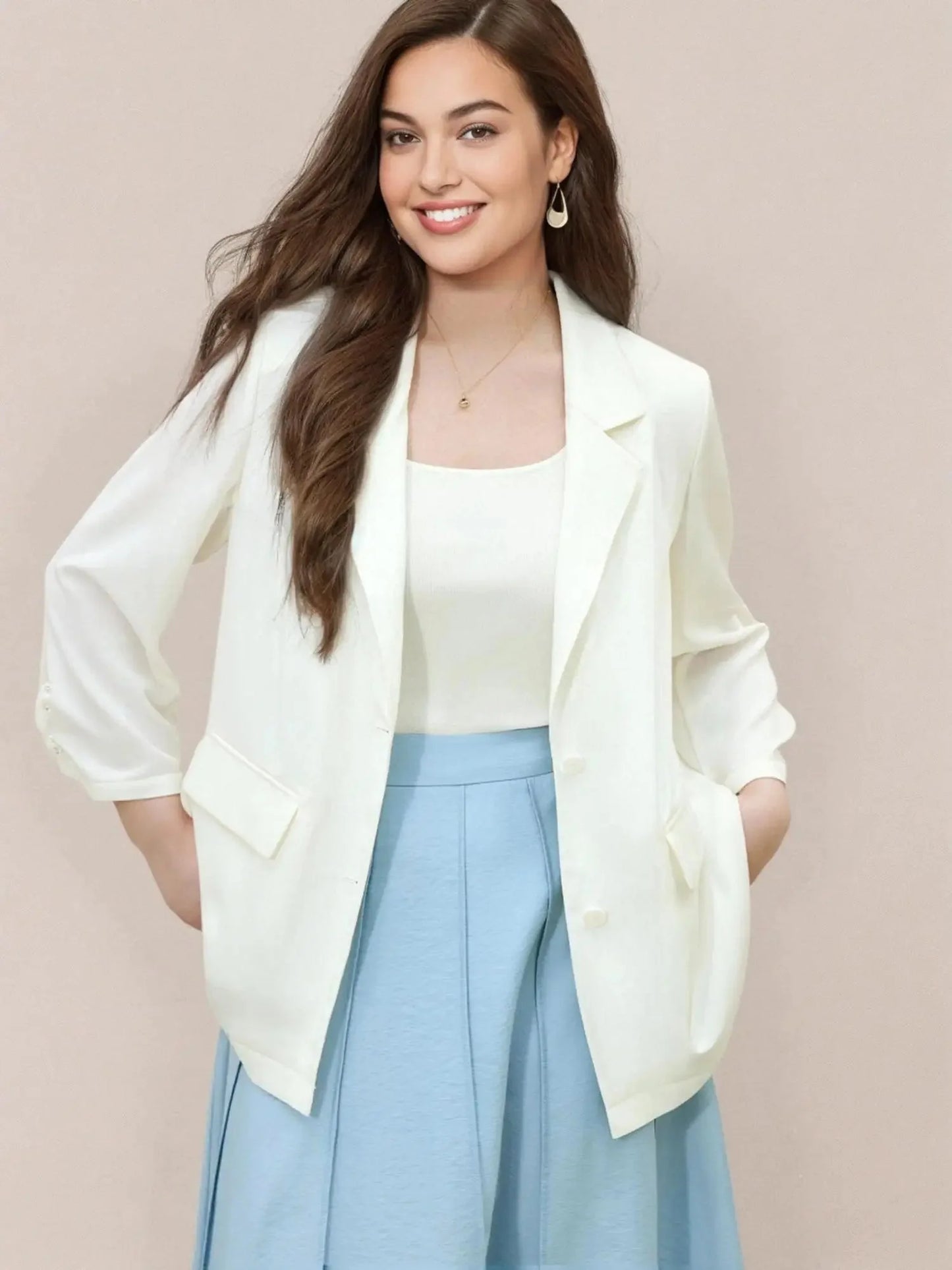 Plus Size Sun Protection Blazer Chic Cool-Touch Jacket