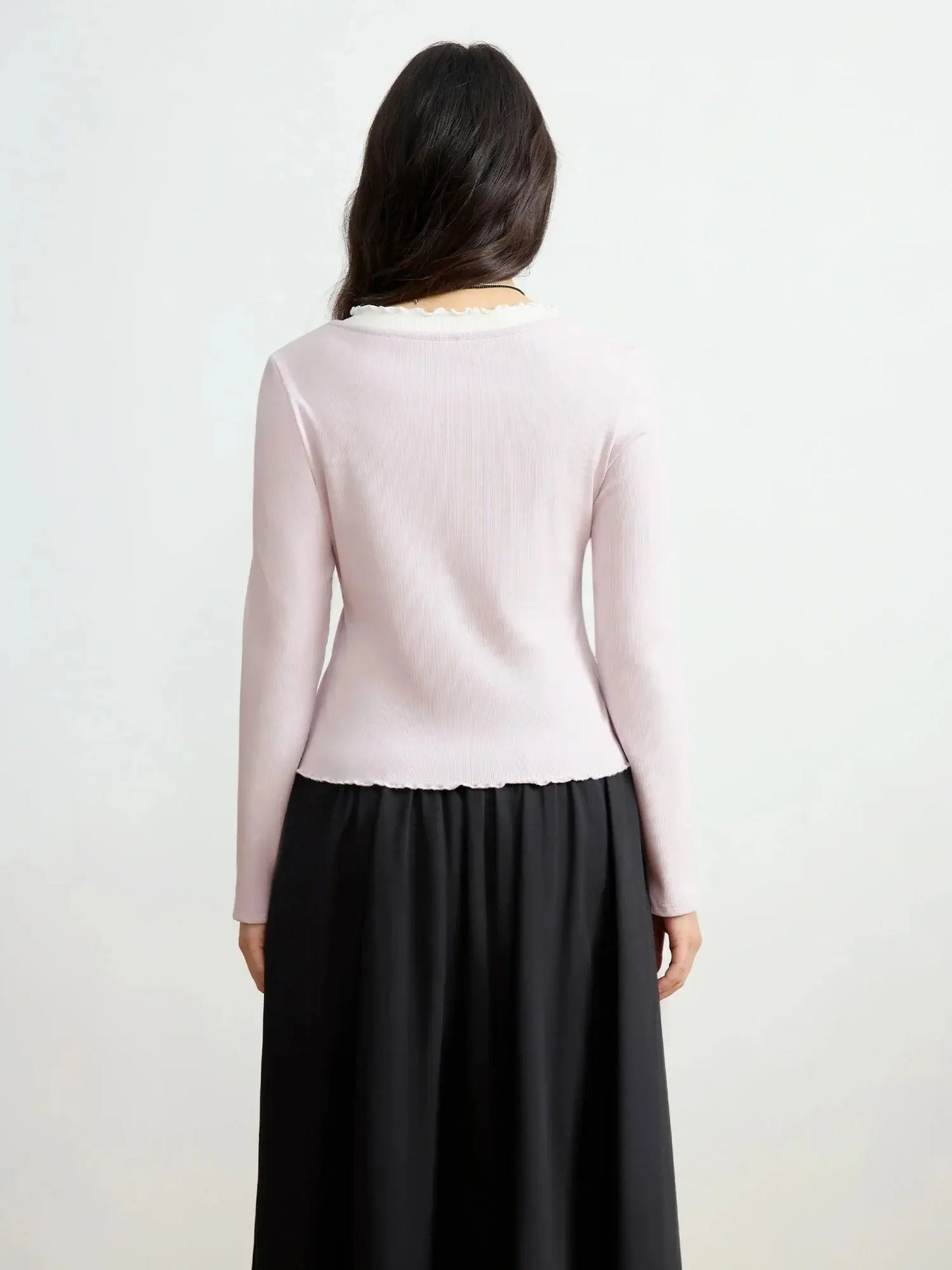 Plus Size Ruffled Faux Two-Piece Knit Top