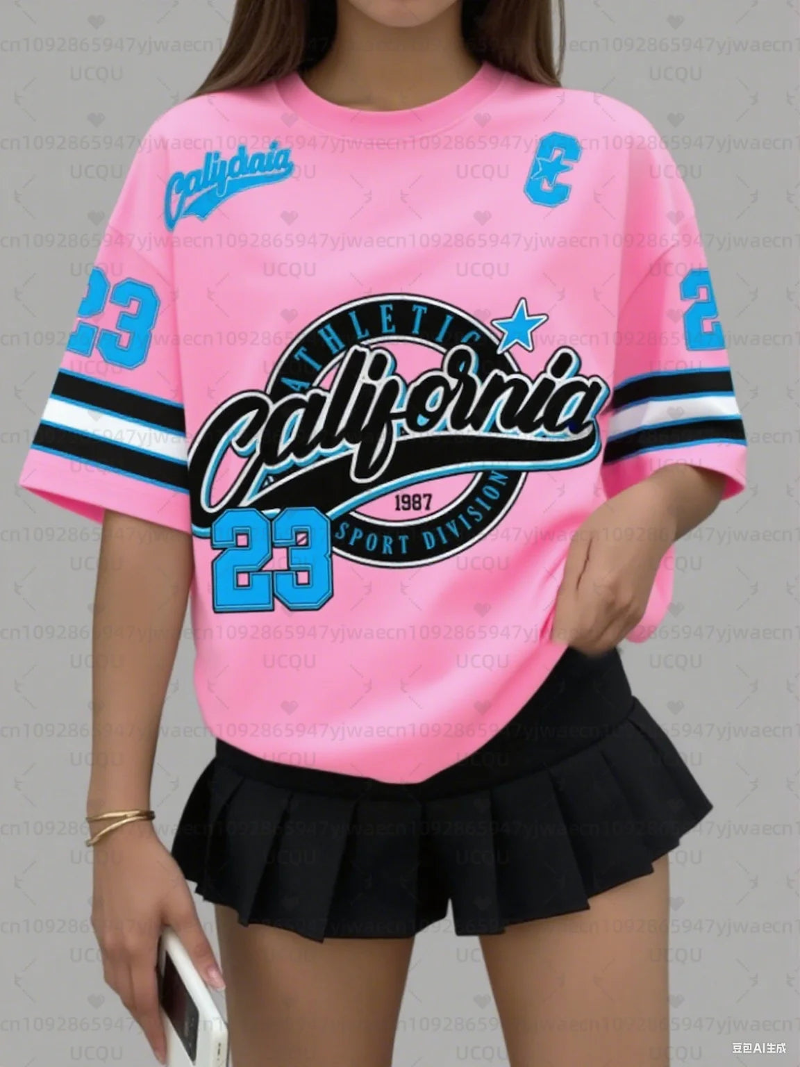 Women's Sports Jersey California 23 Print Short Sleeve T-Shirt Summer Graphic Tee Baseball Jerseys Plus Size Men's Sport T-Shirt