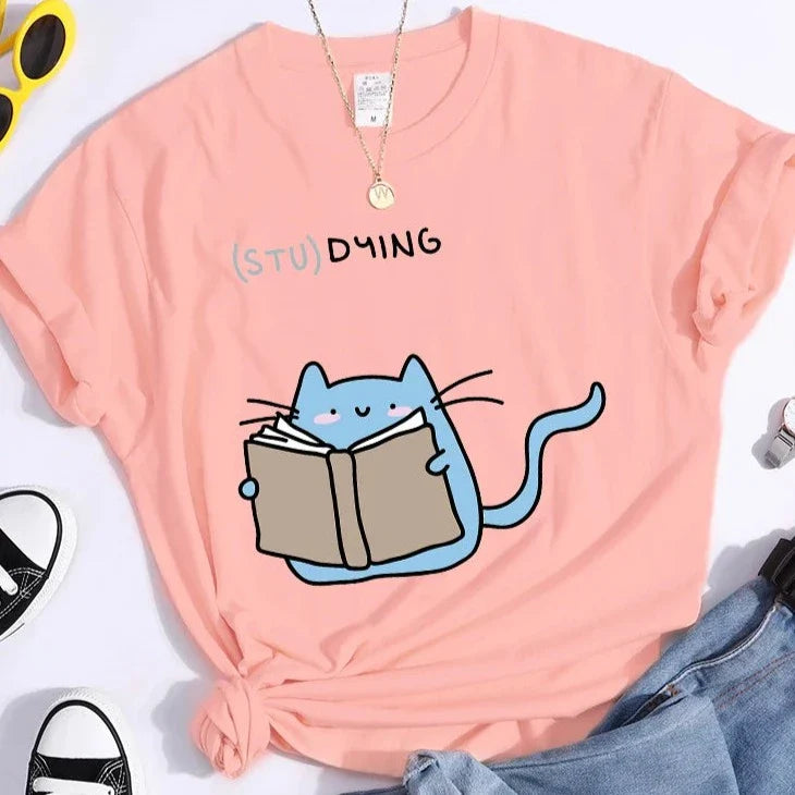 Cat (STU)DYING Graphic T-Shirt