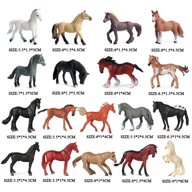 Oenux Farm Stable House Model Action Figures Emulational Horseman Horse Animals Playset Figurine Cute Educational Kids Toy Gift