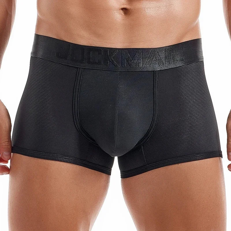 Fashion Fluorescent Color Men's Underwear Sporty Breathable Mesh Boxer Briefs Sexy Transparent Male Underpants Boxer Shorts