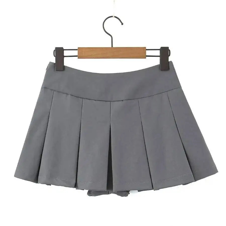 2026 Spring/summer New High Waisted Pleated Skirt Women's Spicy Girl Solid Color Slim A-line Wrap Hip Short Skirt A45S