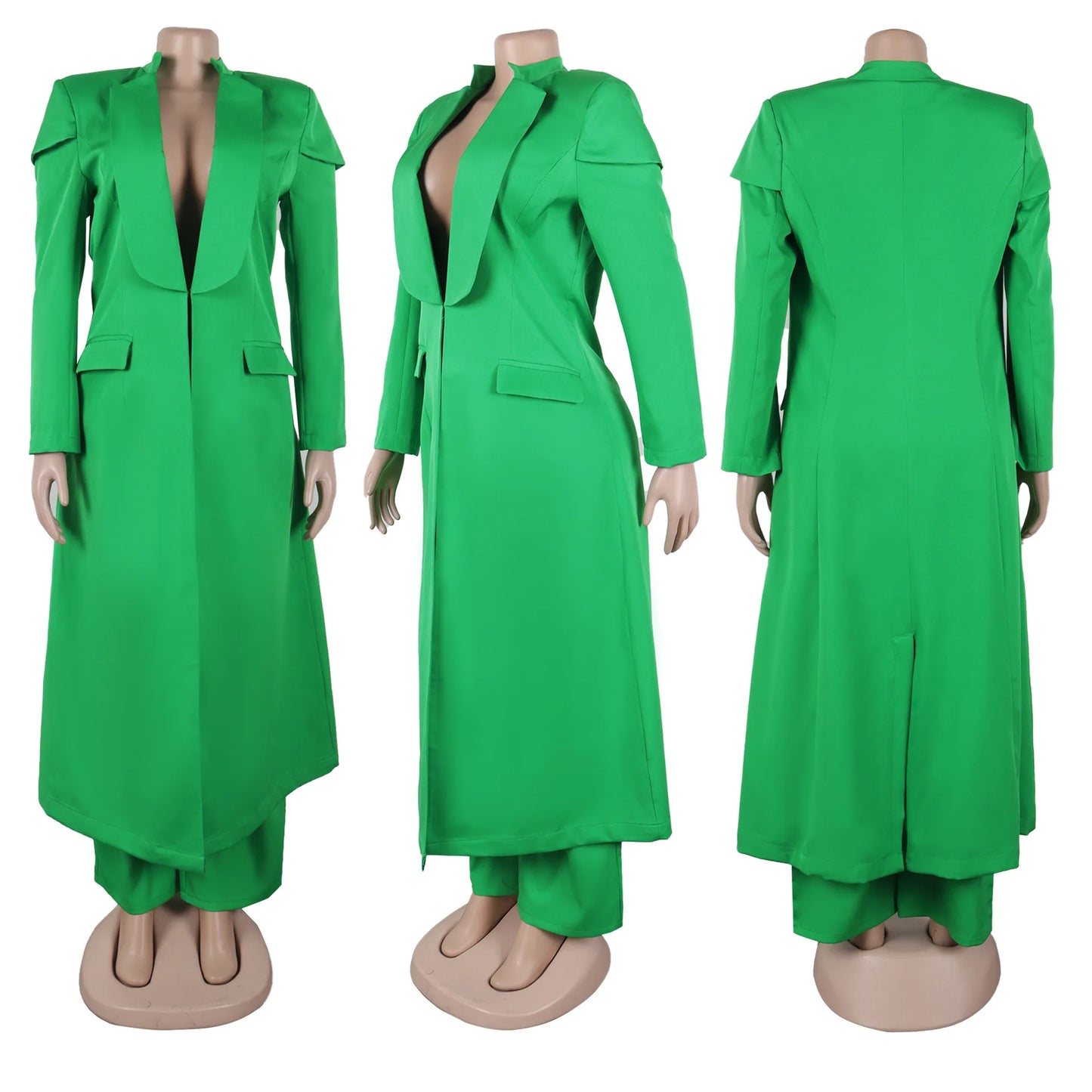 CM.YAYA Women's Set Full Sleeve X-Long Blazer Coat+ Long Pant Suit 2025 Spring Streetwear Two 2 Piece Set Africa OL Work Outfits