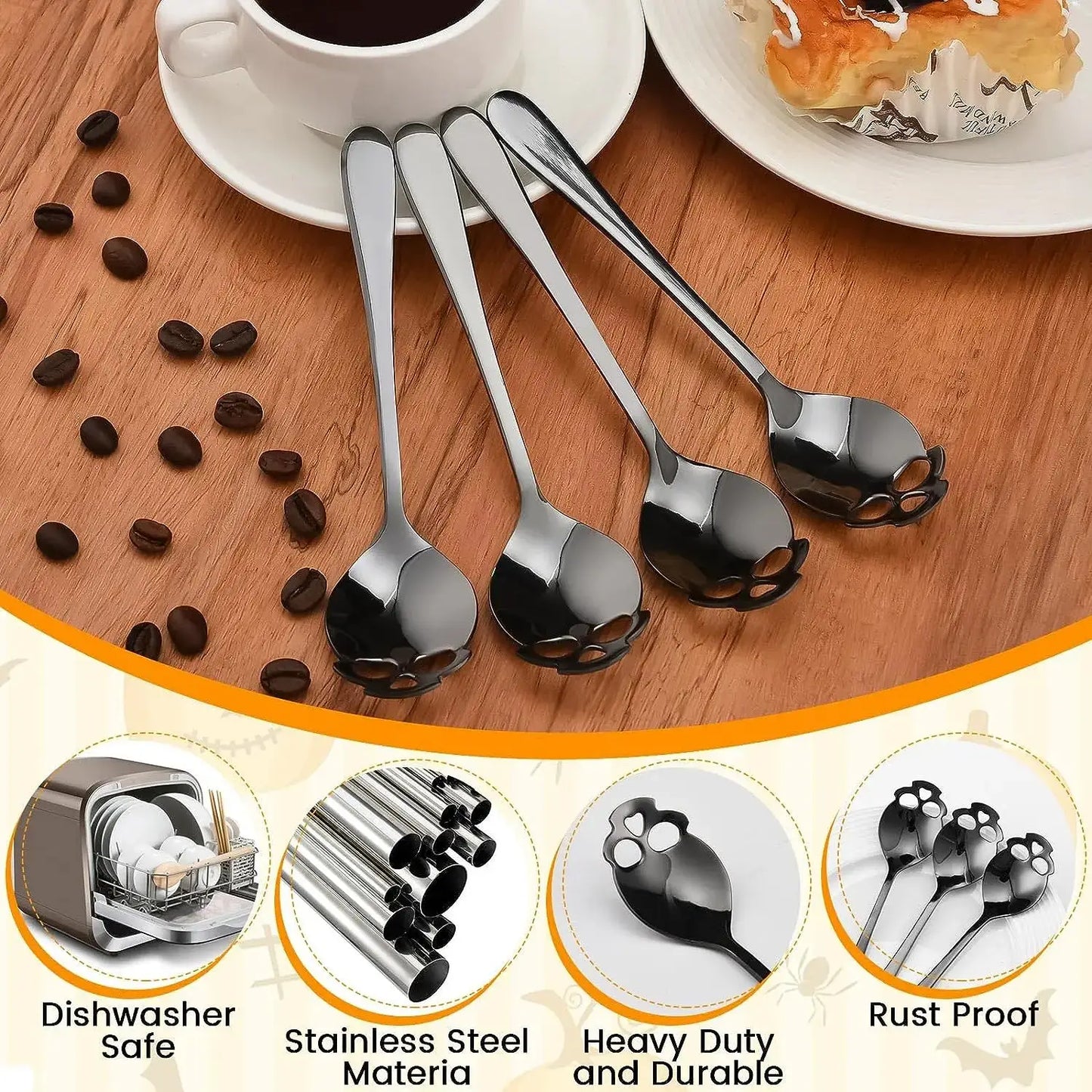 Creative Skull Coffee Spoon - Stainless Steel, Mirror Polished | Unique Coffee Spoon for Home or Café-3