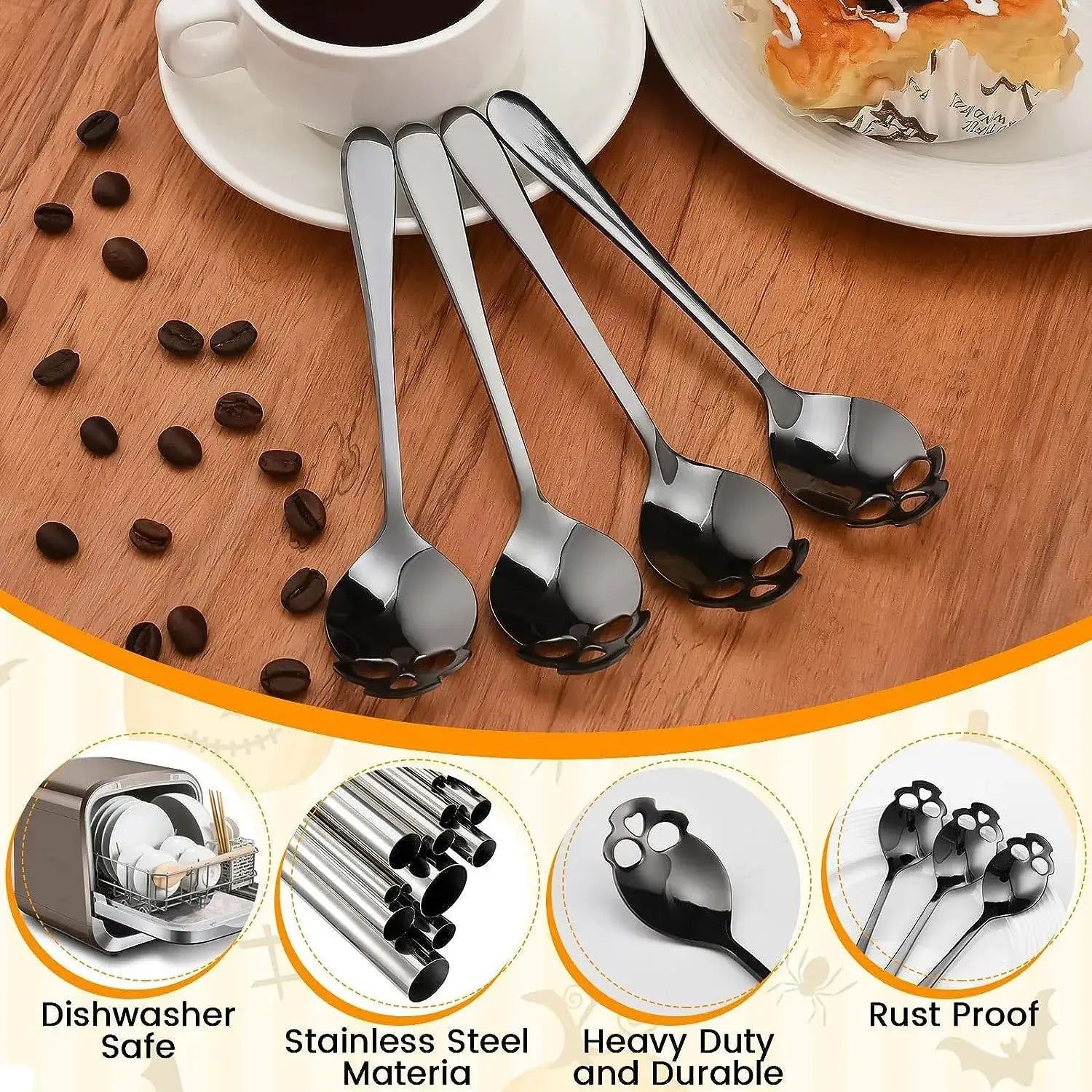 Creative Skull Coffee Spoon - Stainless Steel, Mirror Polished | Unique Coffee Spoon for Home or Café-3