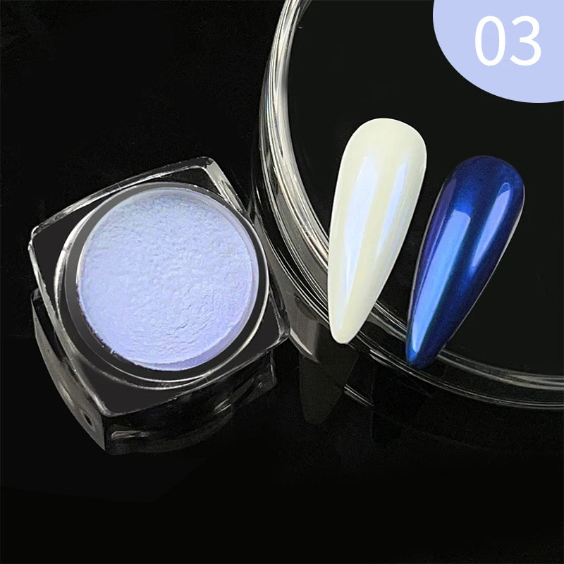 1Box Moonlight Nail Powder Silver Fine Glitter Metallic Effect Pigment UV Gel Polish Dust Aurora Nail Decorations