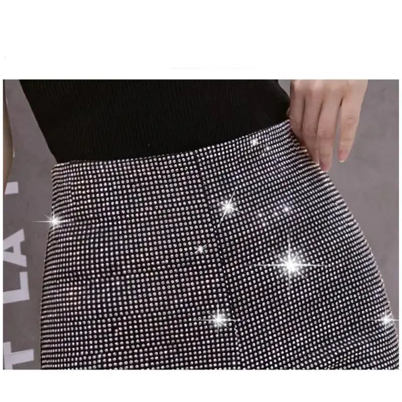 Sparkly Black High-Waist Diamond Shorts