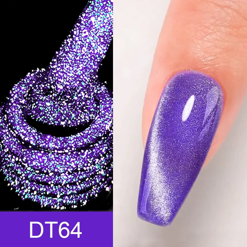 MEET ACROSS 7ml Reflective Glitter Gel Nail Polish Glitter Reflective Effect Semi Permanent UV LED Nail Art Gel Varnish Manicure