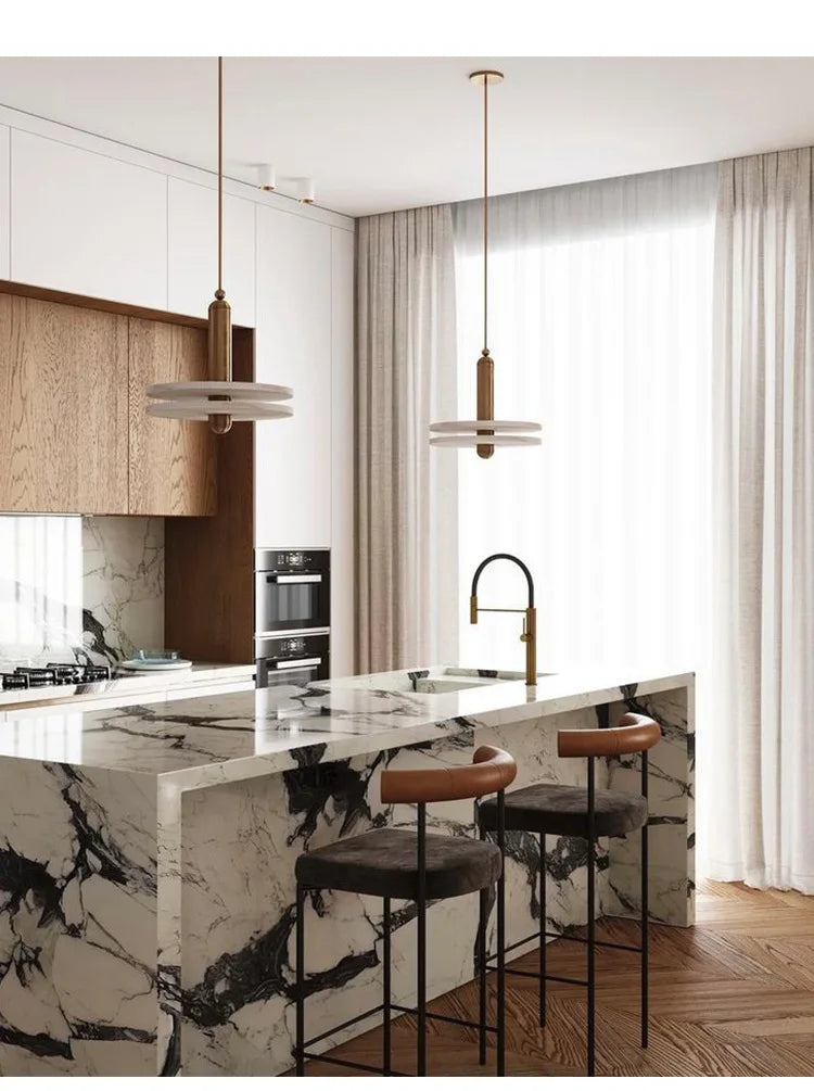 Italian Minimalist Luxury Marble Kitchen Island Dining Table - , Natural Stone Countertop for Open-Concept Kitchen & Modern Home