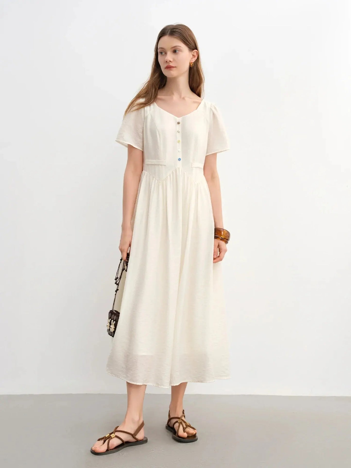 Vibrant Button-Down Style in White Sand & Sea Salt