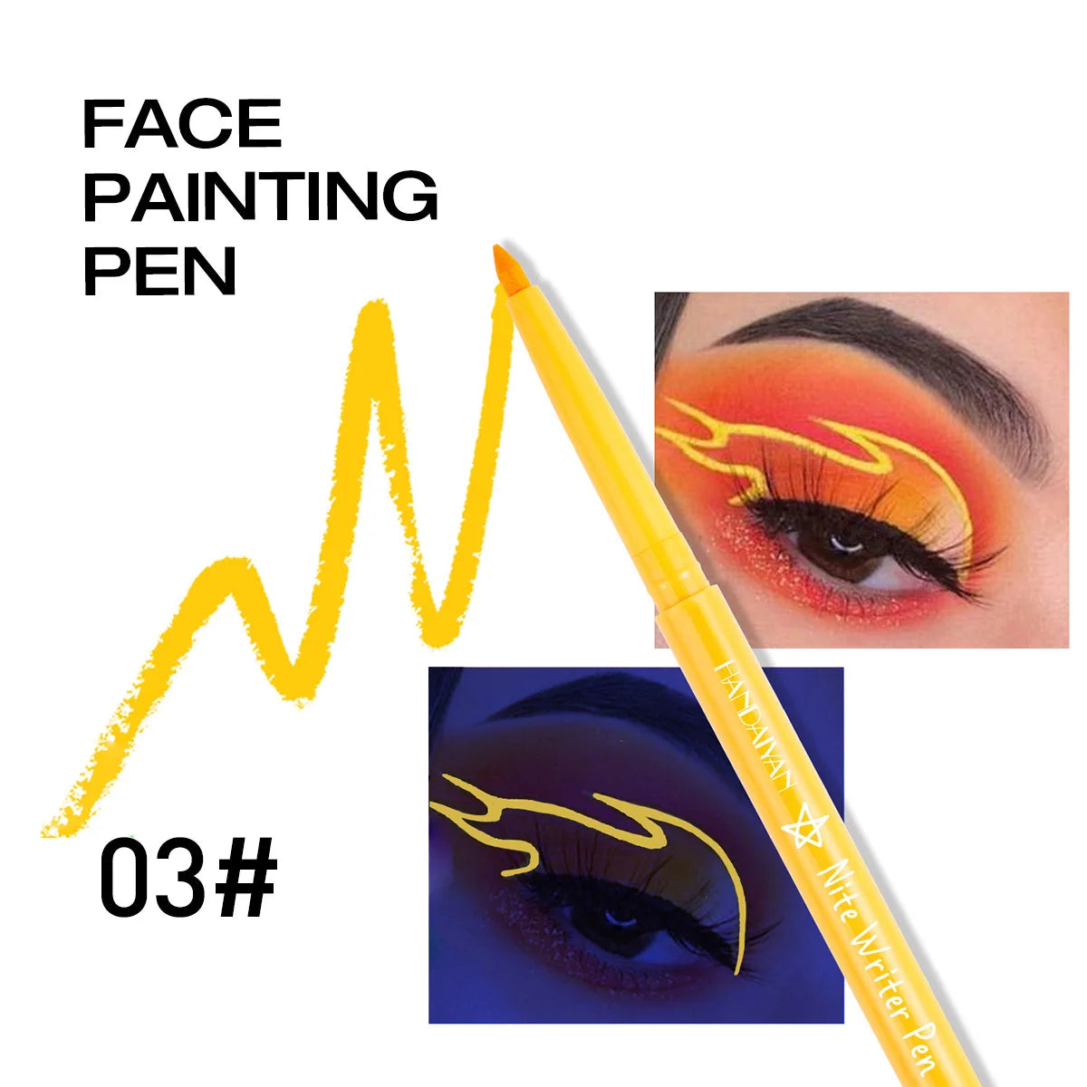 Fluorescent UV Light Neon Eyeliner Pen Waterproof Yellow Purple Orange Color Gel Eye Liner Pencil Eyes Make Up Cosmetics Tool
