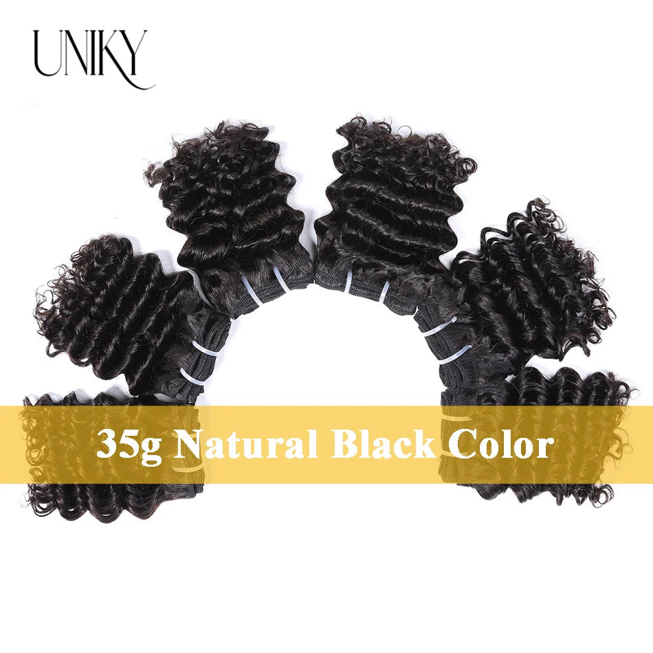 Deep Wave Hair Bundles Short Deep Curly Hair 3 Bundles Remy Human Hair Extensions Natural Black Brazilian Bundles