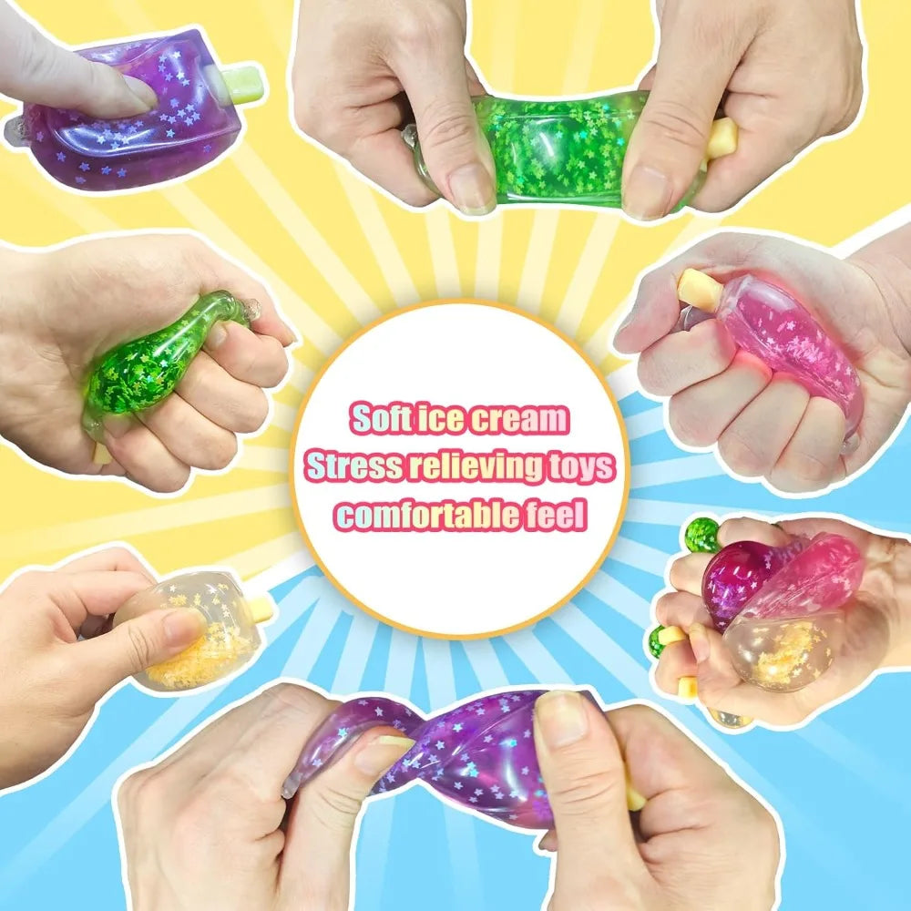 Cute Kawaii Squishy Fidget Toy Ice Cream Cube | Stress Relief Sensory Toy for Anxiety ADHD Kids Adults