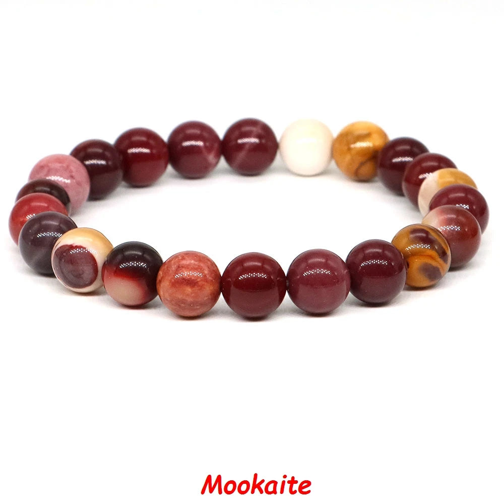 Natural Stone Bracelet Healing Crystal Amethyst Quartz Agate Round Loose Bead Elastic Stretch Bangle For Women Men Jewelry Gifts