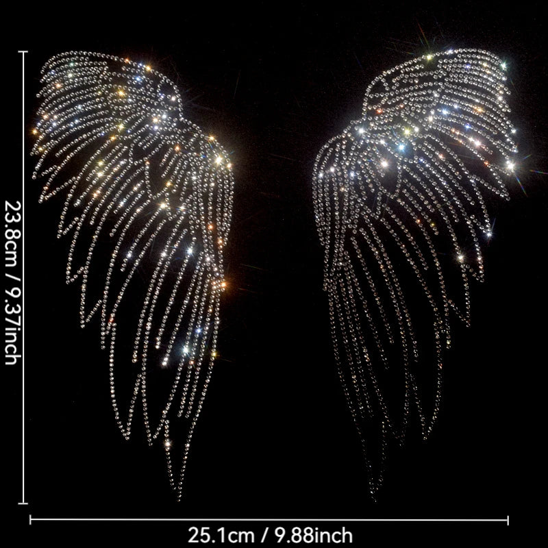 Sparkling Angel Wing Rhinestone Iron-On Transfers for Apparel, Bags & Home Decor – Glitter Heat Transfer Patches DIY Embellishment