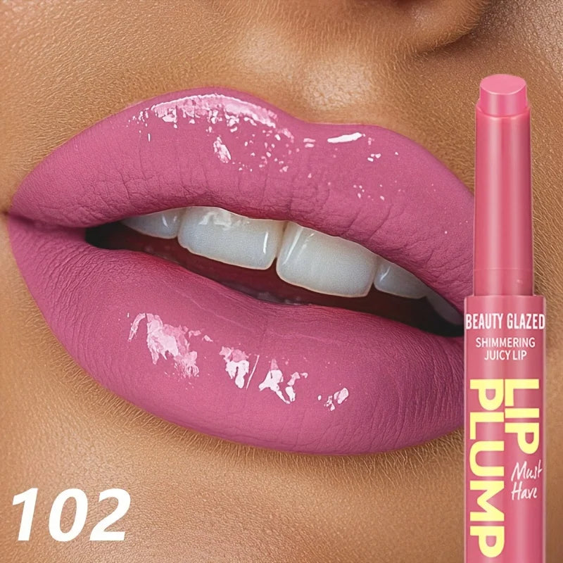 Shimmer Moisturizing Gloss Lipstick Pen Press-On Style Glossy Lip Care Cosmetics Dewy Lipstick 2in 1 Nourishing And Long Lasting