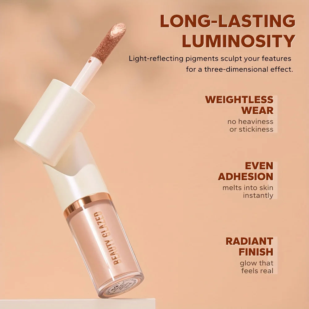 BEAUTY GLAZED 6 Colors Liquid Highlighter, Shimmering Metallic Finish, Waterproof & Sweat-Resistant, Long-Lasting Moisturizing Lip Glaze