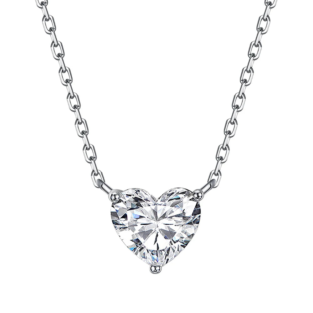 Certified 1-3Carat Heart Cut Moissanite Pendant Necklaces for Woman S925 Silver Plated 18k Gold Solitaire Lab Diamond Neckchain