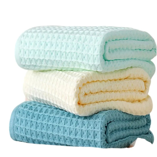 1/4/6pcs Cotton Bath Towel Set for Adult Child Super Absorbent Soft Bathroom Waffle Towel Solid Color Kitchen Clean Towels