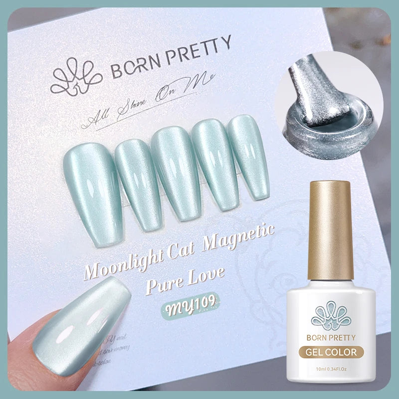 BORN PRETTY 10ml Rainbow Auroras Cat Magnetic Gel Nail Polish Holographics Nail Gel for Manicure Design Varnis Semi Permanent