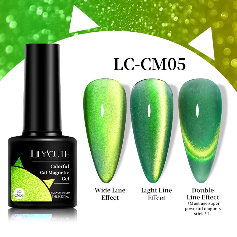 LILYCUTE 7ml Reflective Glitter Cat Magnetic Gel Nail Polish Semi permanent Soak Off UV LED Varnish Nail Supplies