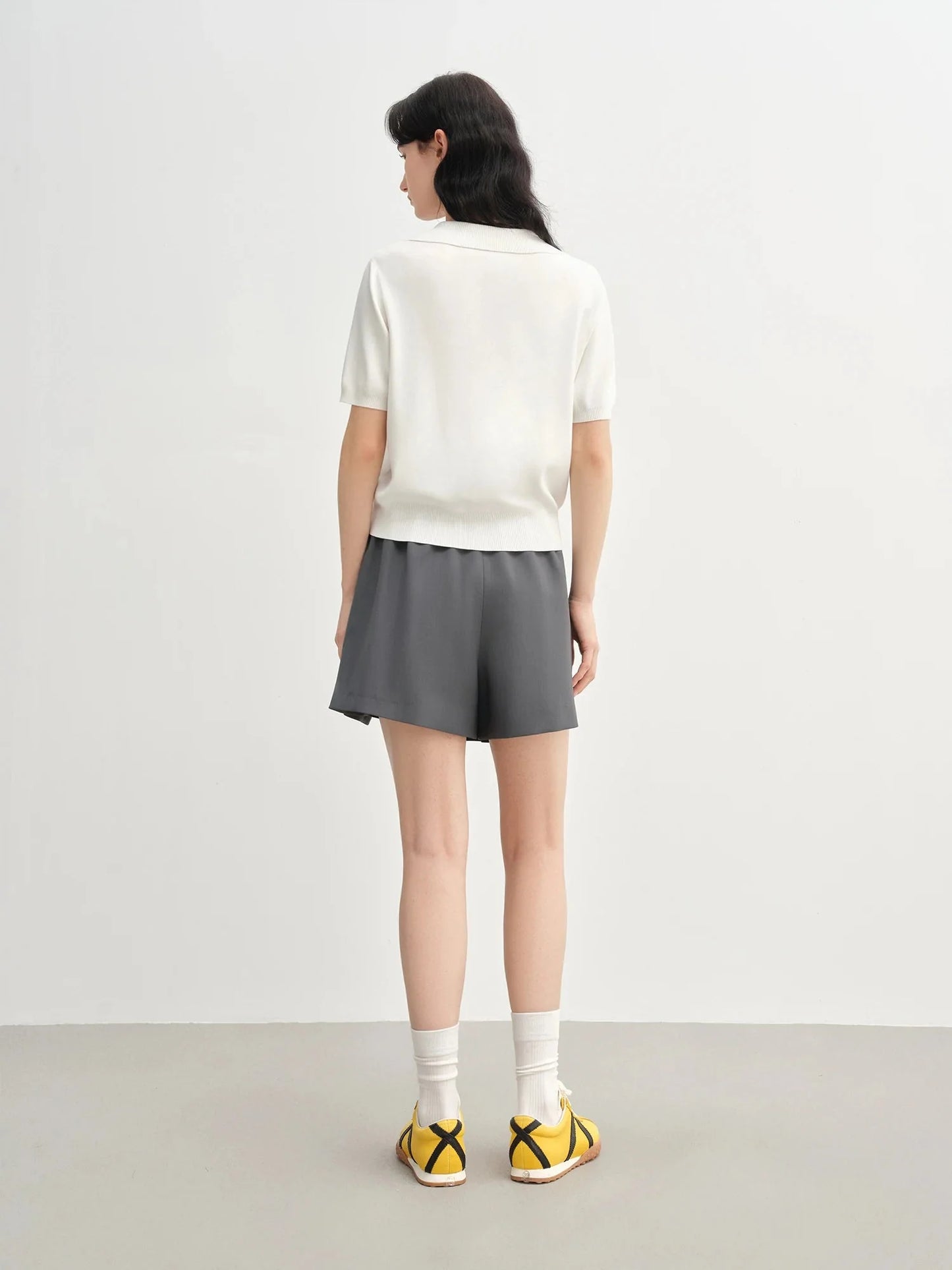 Collared Knit Top Breathable Summer Casual Style