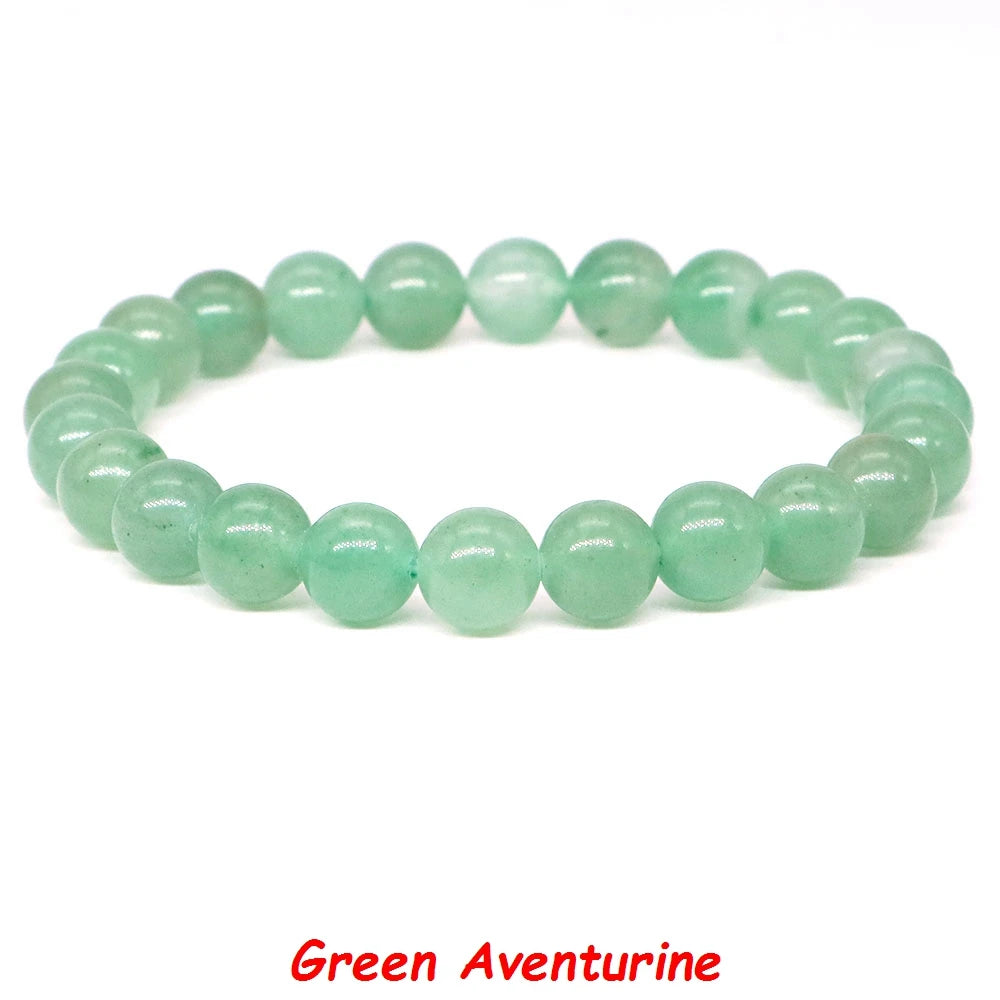 Natural Stone Bracelet Healing Crystal Amethyst Quartz Agate Round Loose Bead Elastic Stretch Bangle For Women Men Jewelry Gifts